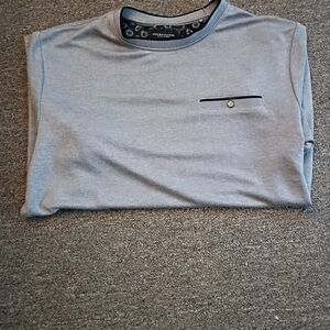 River Island Gray Short Sleeve Tee with Pocket Detail
